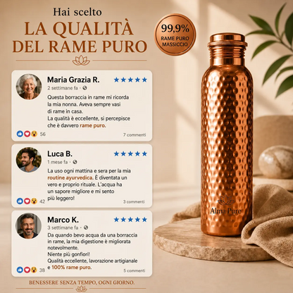 Alma Pure™ – Borraccia Heritage in Puro Rame Massiccio